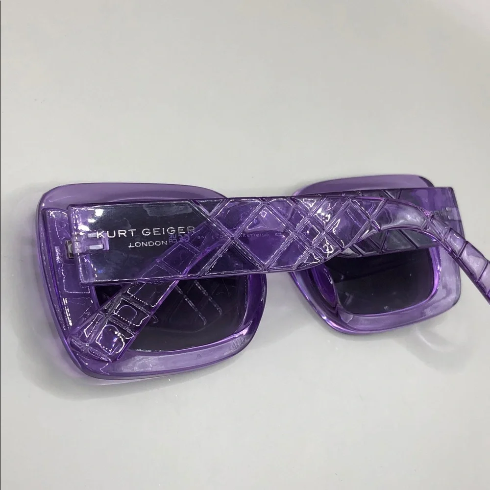 Kurt Geiger London crystal purple textured square sunglasses semi oversized.